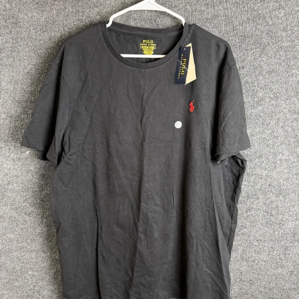 Polo Ralph Lauren T Shirt XL NWT Custom Slim Fit Solid Crew Neck Black Cotton